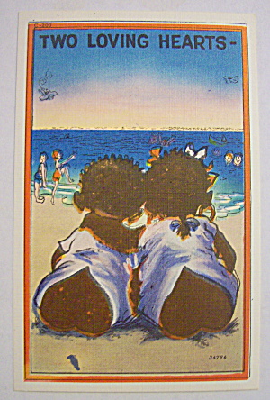 Two Black Kids Sitting On Beach Postcard