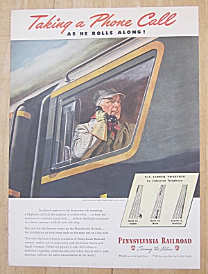 1945 Pennsylvania Railroad W/ Engineer On The Telephone