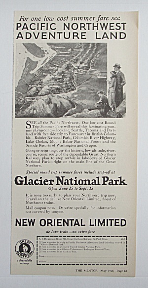 1926 New Oriental Limited With Glacier National Park