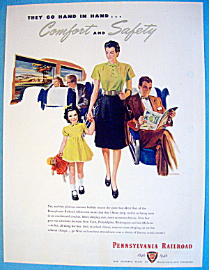 1946 Pennsylvania Railroad With Woman And Girl Walking