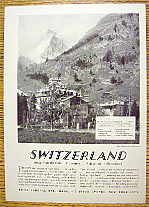 1928 Swiss Federal Railroads With Switzerland