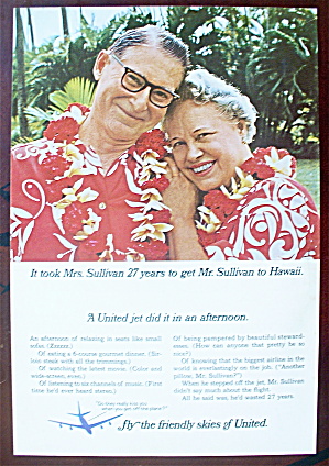 1966 United Air Lines With A Couple In Hawaii