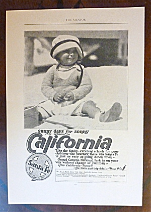 1924 Santa Fe With California & Baby Sitting On Beach