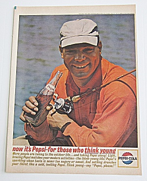 1963 Pepsi Cola With Man Holding Fishing Reel & Bottle