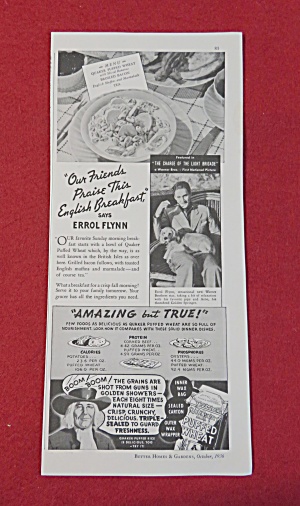 1936 Quaker Puffed Wheat With Errol Flynn