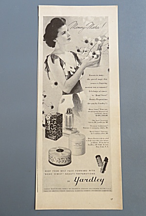 1943 Yardley With Lovely Woman Looking At Flowers