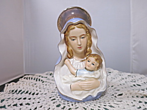 Virgin Mother Mary Holding Infant Jesus Planter Vase Nancy Pew