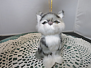 Kitten Cat Ornament Figurine Best Guess Rabbit Fur Height 4.5 In