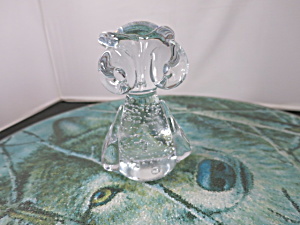 Art Glass Owl Paperweight Figurine With Controlled Air Bubbles