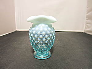 Fenton Art Glass Blue Opalescent Hobnail Vase