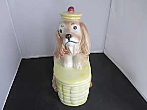 Brush Pottery Spaniel Puppy Dog On Basket Cookie Jar