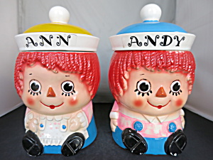 Raggedy Ann Raggedy Andy Cookie Jar Set Vintage