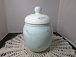 Vintage Fish Cookie Jar Treat Jar Candy Jar Fish Ocean Motif