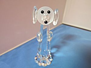 Bohemia Crystal Dog Figurine Frosted Head On Clear