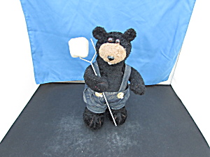 Black Bear With Toasted Marshmallow On Stick Plush Doll