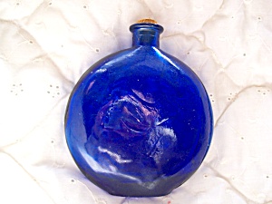 Cobalt Blue Glass Bottle Ornate Hard To Find