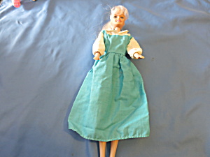 Vintage Barbie Doll Blue Dress With White Trim Snowflake Sleeves