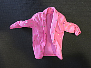 Vintage Barbie Doll Jacket Open Front Pink Gold Polka Dots