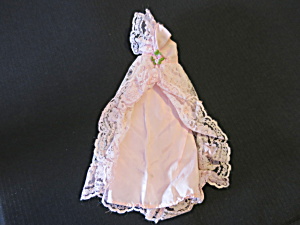 Vintage Barbie Doll Pink Gown Dress With Pink Lace Overlay No Tag