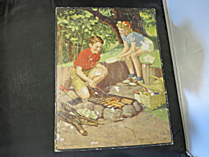 Tray Puzzle Campfire Kids Picnic 1950s
