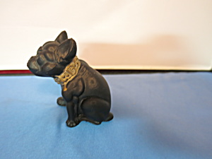 Bull Dog Figurine Black Molded Cast Metal 1960s