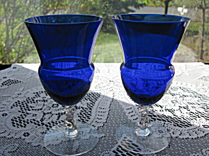 Cambridge Glass Royal Blue #3126 Juice Tumblers - Pr.