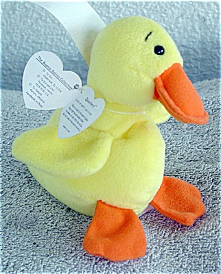 Ty Quackers Yellow Duck Beanie Baby With Wings 1995-98