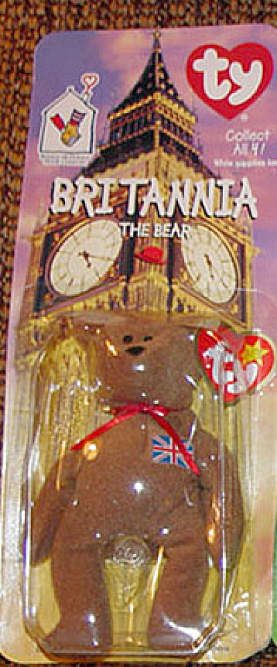 Ty Teenie Beanie Baby Britannia British Bear, Mcdonald's 1999