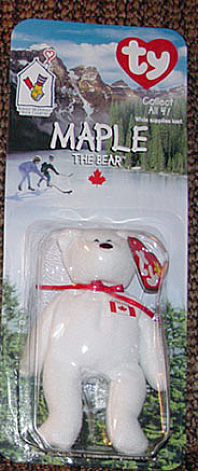 Ty Teenie Beanie Baby Maple Canadian Bear, Mcdonald's 1999