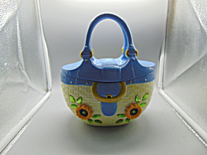 Purse Ceramic Cookie Jar With Sunflowers And W/bling Mint