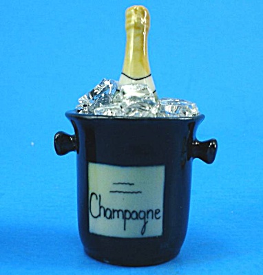 K741 Porcelain Miniature Champagne Bottle In Ice Bucket