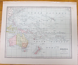 Antique Map Oceania Australia Crams 1883