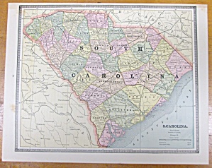 Antique Map South Carolina Georgia Crams 1883
