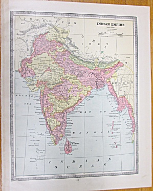 Map China Large Fold Out Crams 1883 Indian Empire