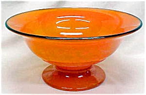 Lancaster Glass Pedastal Bowl Orange 1920's