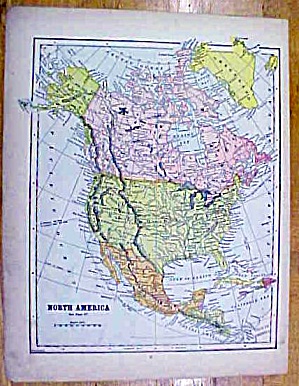 Antique Map North America Western Hemisphere 1902