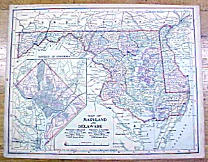 Antique Map Maryland/deleware/w. Virginia 1902