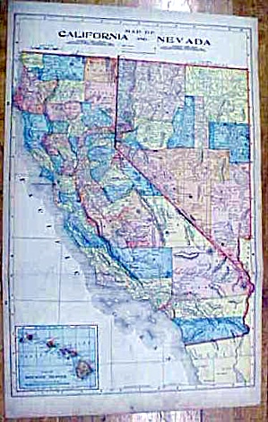 Antique Map California/nevada/alaska 1902 Large