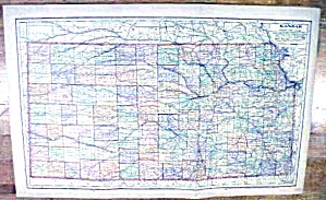 Antique Map Kansas/texas/oklahoma 1902 Large Crowell