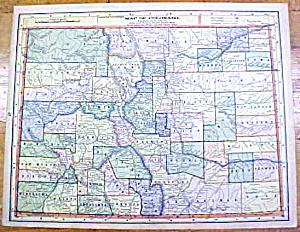 Antique Map Colorado/idaho/wyoming 1902 Crowell