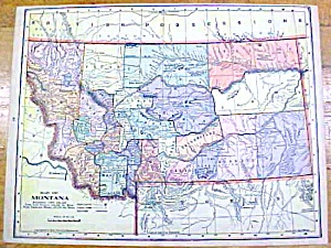 Antique Map Montana/utah 1902 Crowell
