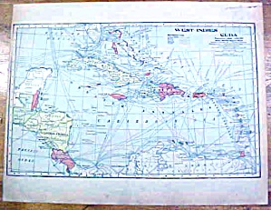 Antique Map West Indies/cuba/europe 1902 Crowell