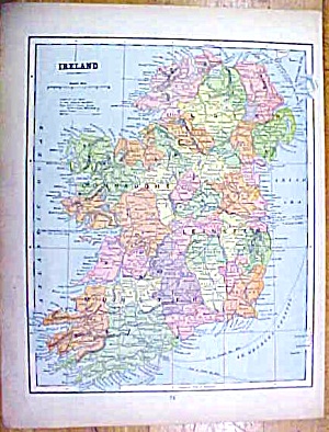 Antique Map Ireland/england/wales 1902 Crowell