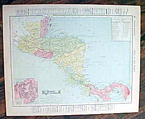 Antique Map Mexico & Central America 1907 Rand Mcnally