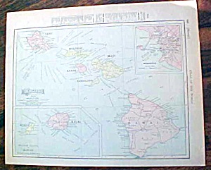 Antique Map Hawaii & New Zealand Figi 1907
