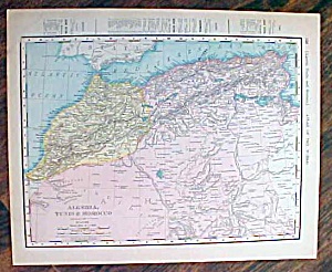Antique Map Egypt & Algeria, Tunis 1907