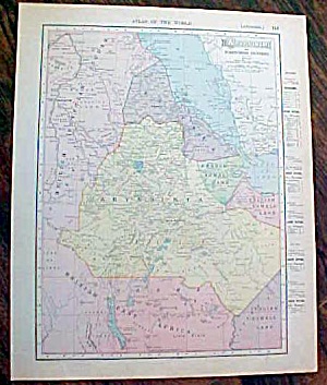 Antique Map Abyssinia & Oceania 1907