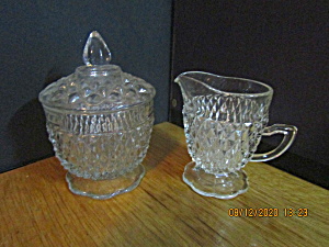 Indiana Diamond Point Covered Suger And Creamer Set