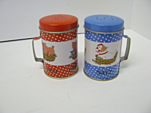 Vintage Tin Pig/chicken Salt & Pepper Shaker Set