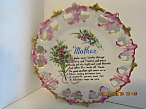 Vintage Pink Floral Mothers Poem Plate